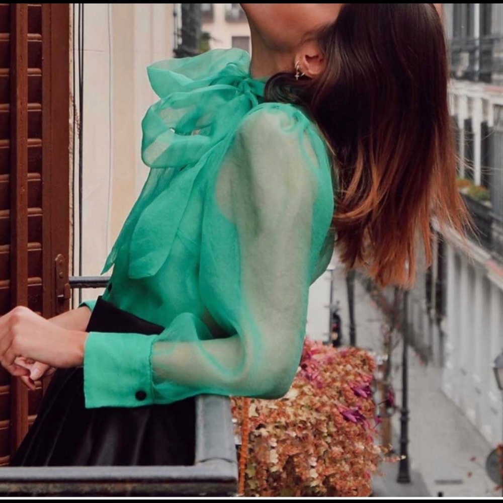Zara Sheer Green Blouse